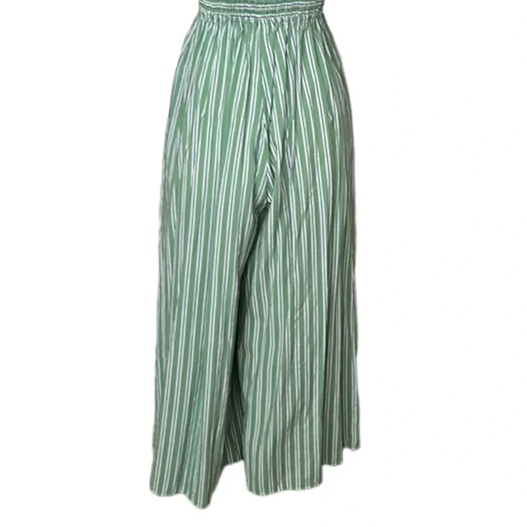 Boho Smocked Bodice Striped Wide Leg Jumpsuit Pockets, XS - Picture 10 of 16
